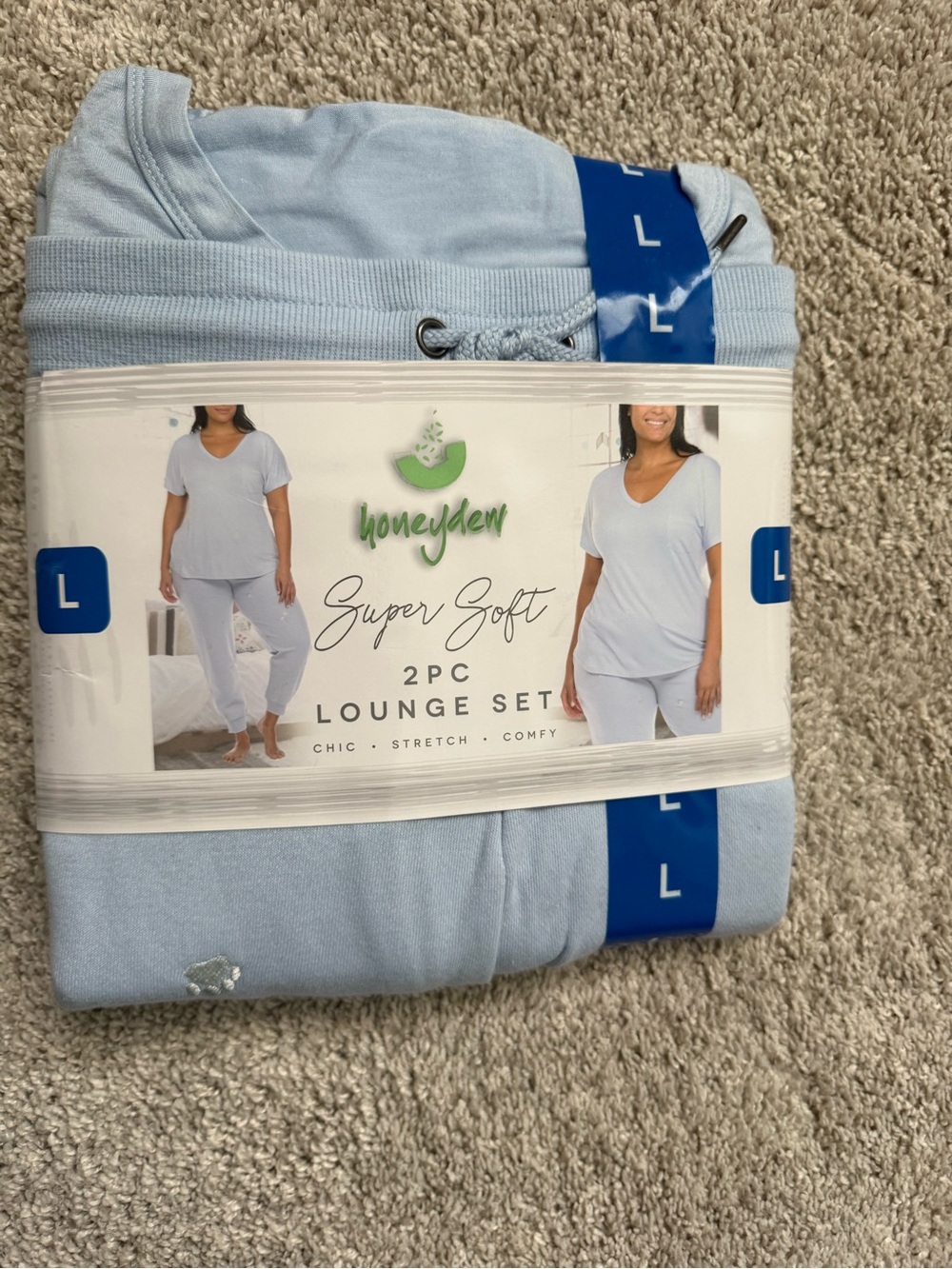Large New with tags Honeydew Intimates Light Blue V-Neck Short Sleeve Pajama Set - Picture 3 of 6